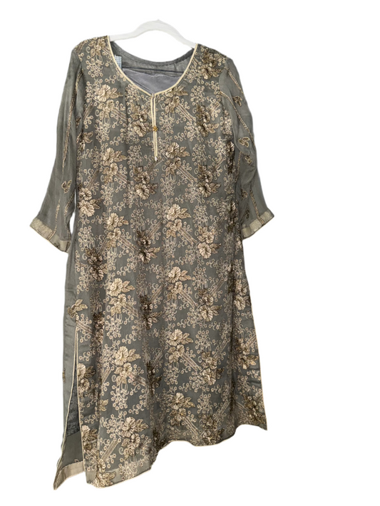 Rent Formal Grey Golden Shalwar Kameez