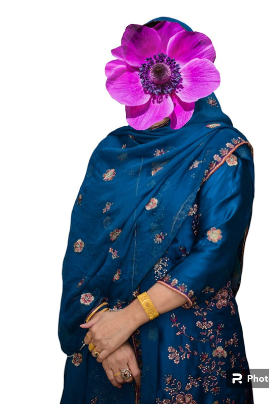 Rent Formal Silk Royal Blue Shalwar Suit